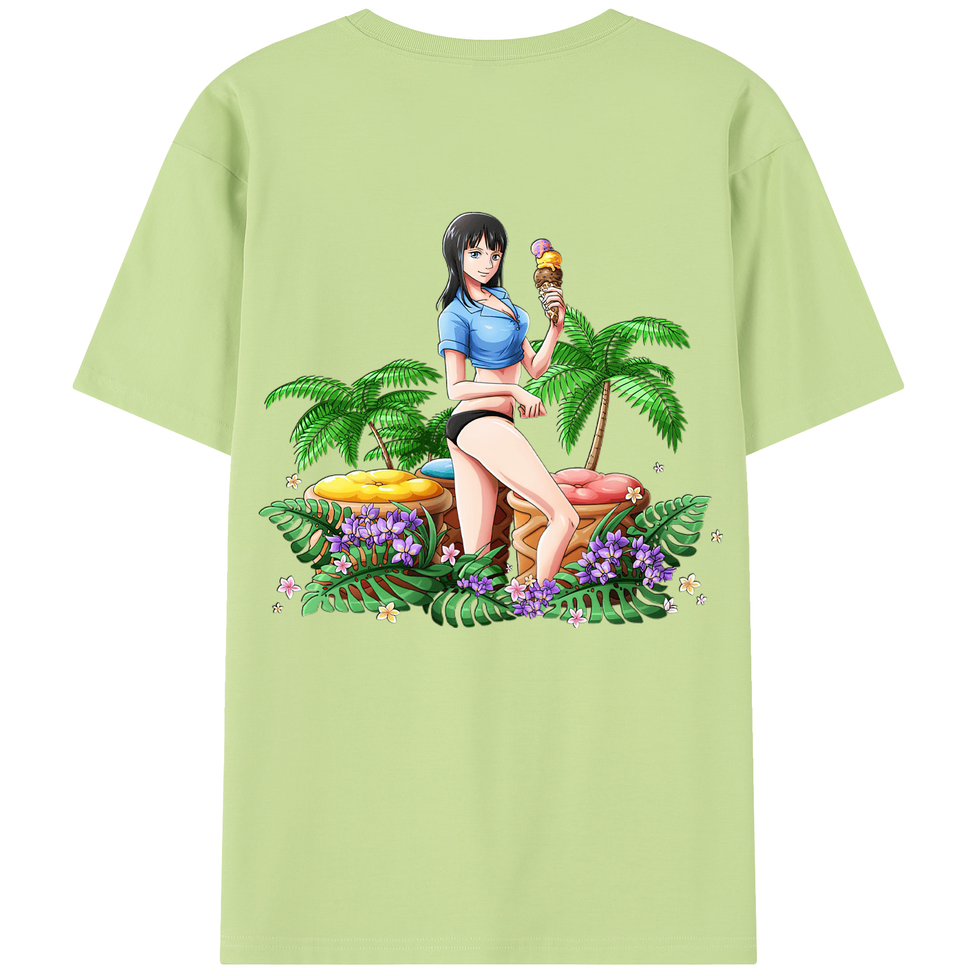 ワンピース ニコ・ロビン ONE PIECE Nico Robin 綿100％半袖Tシャツ（背面プリント）